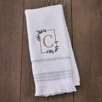 Everyday Monogram “C” 2-Piece Cotton Hand Towel Set, White