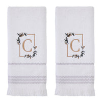 Everyday Monogram “C” 2-Piece Cotton Hand Towel Set, White
