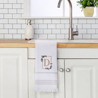 Everyday Monogram “D” 2-Piece Cotton Hand Towel Set, White