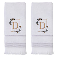 Everyday Monogram “D” 2-Piece Cotton Hand Towel Set, White