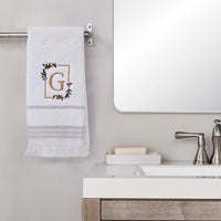 Everyday Monogram “G” 2-Piece Cotton Hand Towel Set, White