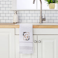 Everyday Monogram “G” 2-Piece Cotton Hand Towel Set, White