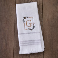 Everyday Monogram “G” 2-Piece Cotton Hand Towel Set, White