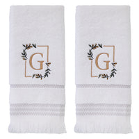 Everyday Monogram “G” 2-Piece Cotton Hand Towel Set, White