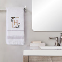 Everyday Monogram “H” 2-Piece Cotton Hand Towel Set, White