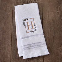 Everyday Monogram “H” 2-Piece Cotton Hand Towel Set, White