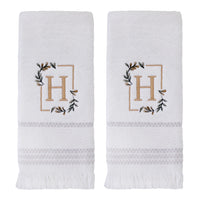 Everyday Monogram “H” 2-Piece Cotton Hand Towel Set, White
