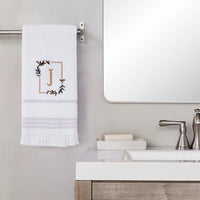 Everyday Monogram “J” 2-Piece Cotton Hand Towel Set, White