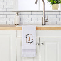 Everyday Monogram “J” 2-Piece Cotton Hand Towel Set, White