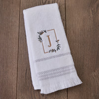 Everyday Monogram “J” 2-Piece Cotton Hand Towel Set, White