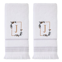 Everyday Monogram “J” 2-Piece Cotton Hand Towel Set, White
