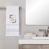 Everyday Monogram “K” 2-Piece Cotton Hand Towel Set, White
