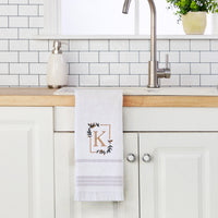 Everyday Monogram “K” 2-Piece Cotton Hand Towel Set, White