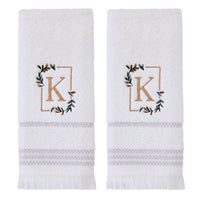Everyday Monogram “K” 2-Piece Cotton Hand Towel Set, White