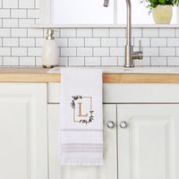 Everyday Monogram “L” 2-Piece Cotton Hand Towel Set, White