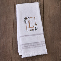 Everyday Monogram “L” 2-Piece Cotton Hand Towel Set, White
