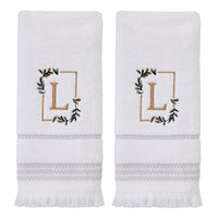 Everyday Monogram “L” 2-Piece Cotton Hand Towel Set, White
