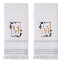 Everyday Monogram “M” 2-Piece Cotton Hand Towel Set, White