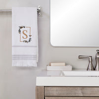 Everyday Monogram “S” 2-Piece Cotton Hand Towel Set, White