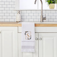 Everyday Monogram “S” 2-Piece Cotton Hand Towel Set, White