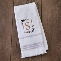 Everyday Monogram “S” 2-Piece Cotton Hand Towel Set, White