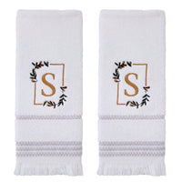 Everyday Monogram “S” 2-Piece Cotton Hand Towel Set, White