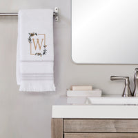 Everyday Monogram “W" 2-Piece Cotton Hand Towel Set, White