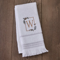 Everyday Monogram “W" 2-Piece Cotton Hand Towel Set, White