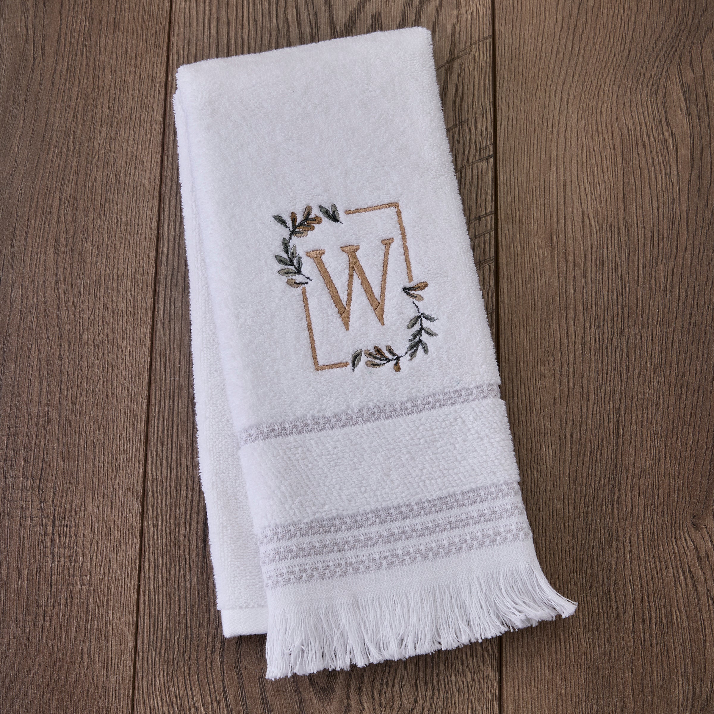 Everyday Monogram “W" 2-Piece Cotton Hand Towel Set, White