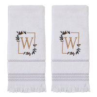 Everyday Monogram “W" 2-Piece Cotton Hand Towel Set, White