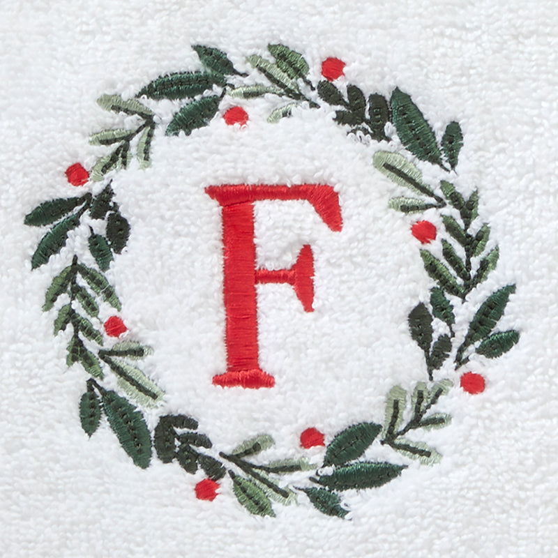 Wreath Monogram “F" 2-Piece Hand Towel Set, White