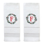 Wreath Monogram “F" 2-Piece Hand Towel Set, White