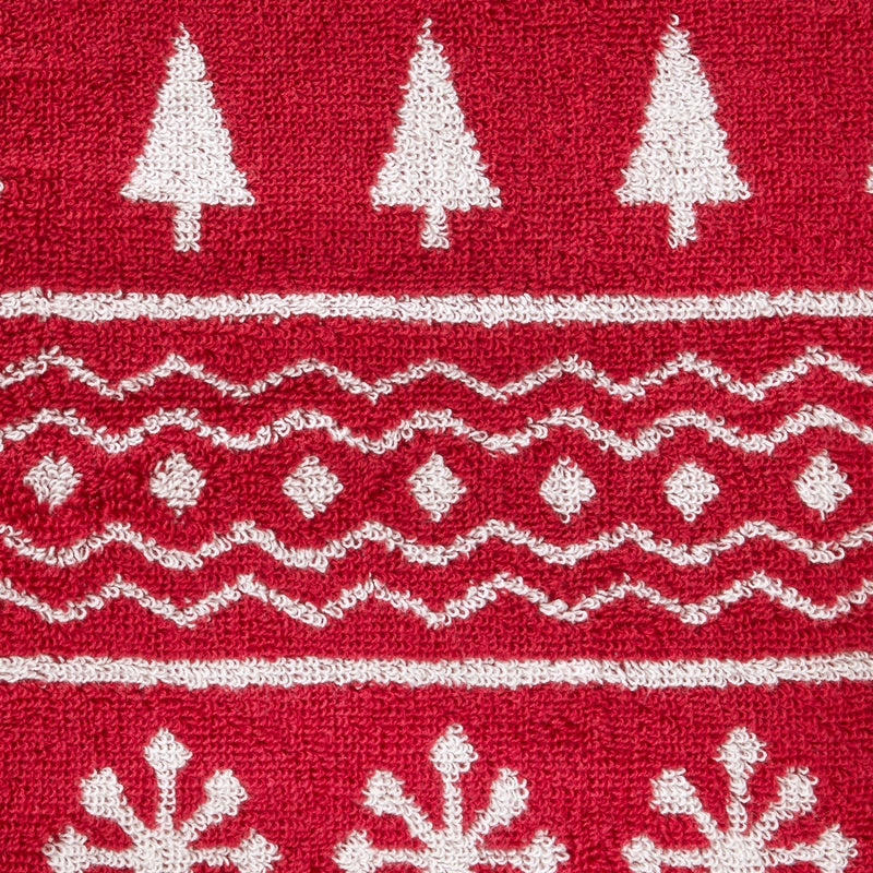 Fair Isle Jacquard Bath Towel, Red/White