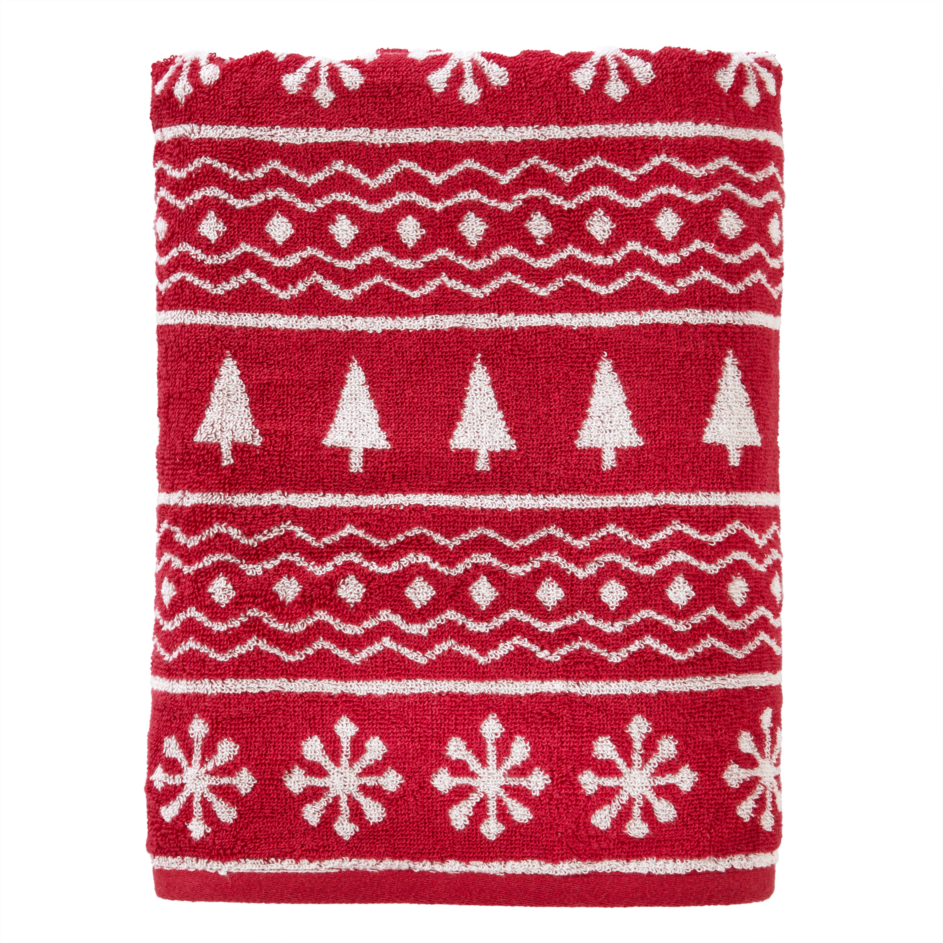 Fair Isle Jacquard Bath Towel, Red/White SKL Home 100% Cotton