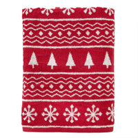 Fair Isle Jacquard Bath Towel, Red/White