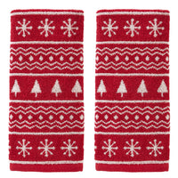 Fair Isle Jacquard 2-Piece Hand Towel Set, Red/White