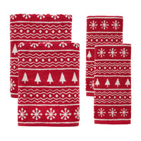 Fair Isle 4pc Bath & Hand Towel Set, Red