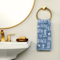 Faithful Words 2-Piece Hand Towel Set, Blue
