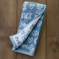 Faithful Words 2-Piece Hand Towel Set, Blue