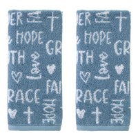 Faithful Words 2-Piece Hand Towel Set, Blue
