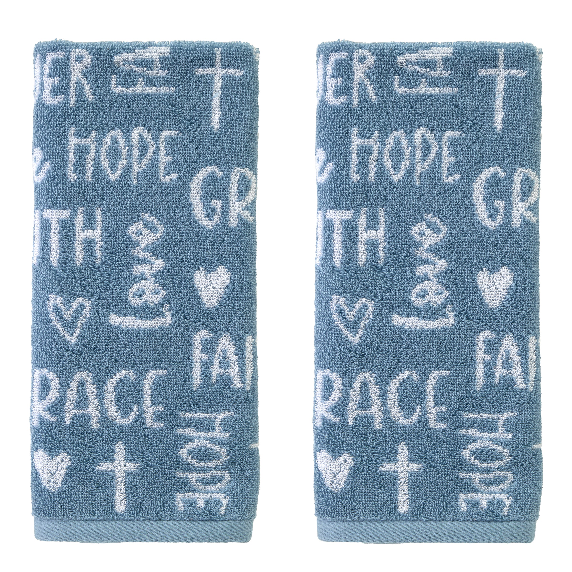 Faithful Words 2-Piece Hand Towel Set, Blue