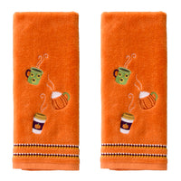 Fall Drinks 2-Piece Hand Towel Set, Orange