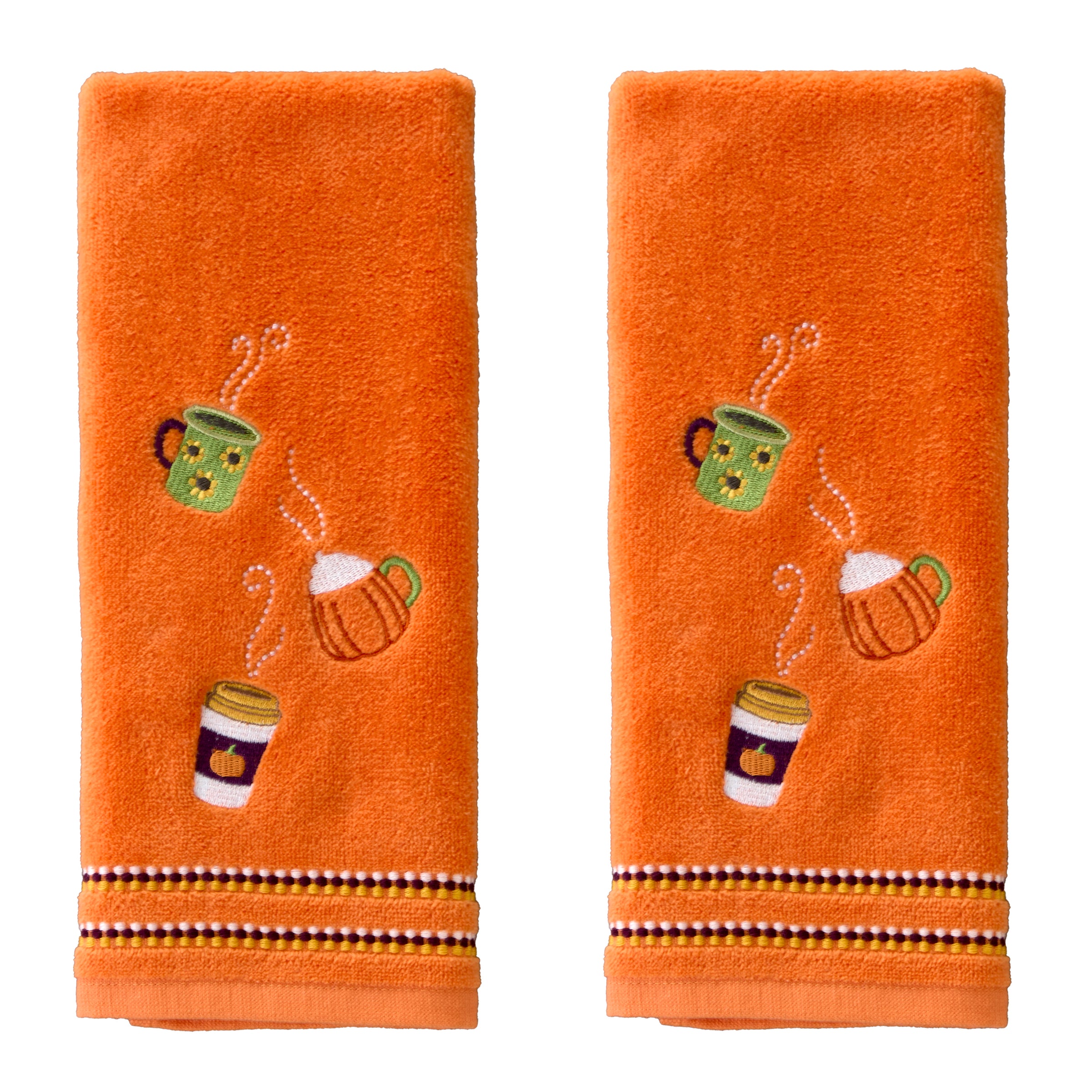 Fall Drinks 2-Piece Hand Towel Set, Orange
