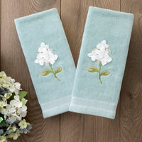 Farm Hydrangea 2-Piece Hand Towel Set, Seafoam