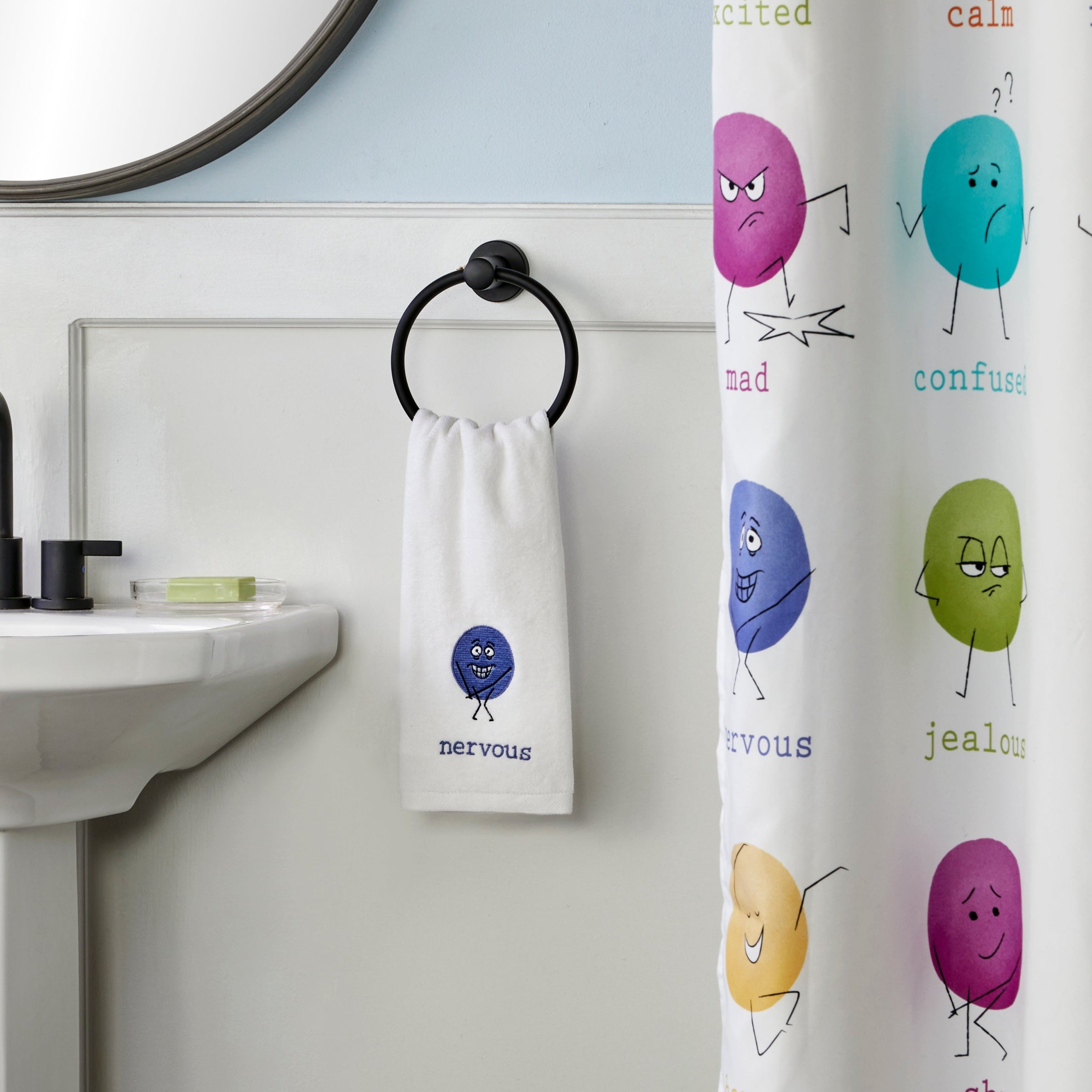 Nervous/Excited 2-Piece Hand Towel Set, White