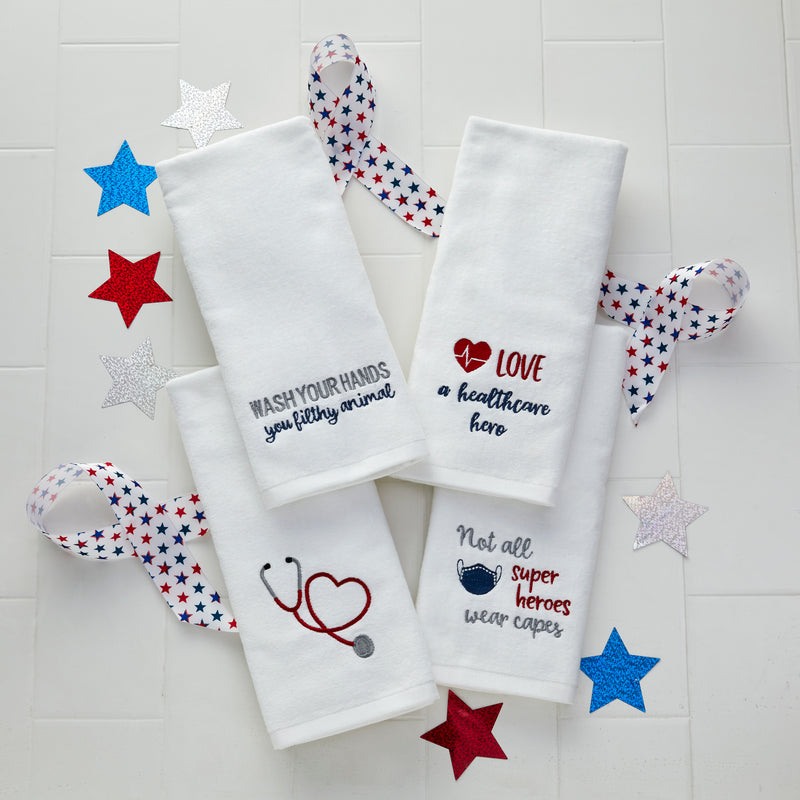 Not All Superheroes Wear Capes 2-Piece Hand Towel Set, White