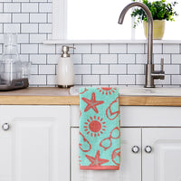 Flip Flop Pop Reversible Jacquard 2-Piece Hand Towel Set, Aqua