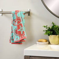 Flip Flop Pop Reversible Jacquard 2-Piece Hand Towel Set, Aqua