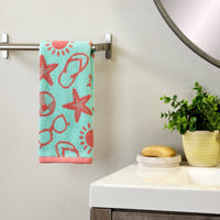 Flip Flop Pop Reversible Jacquard 2-Piece Hand Towel Set, Aqua