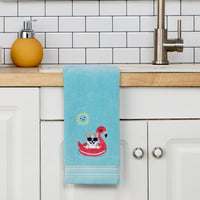 Floating Corgi 2-Piece Hand Towel Set, Aqua